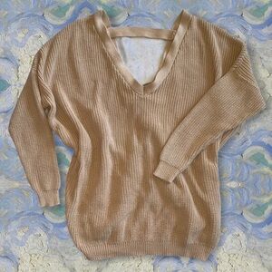 Tobi Knitted Baggy Pull-Over Sweater Tan sz S